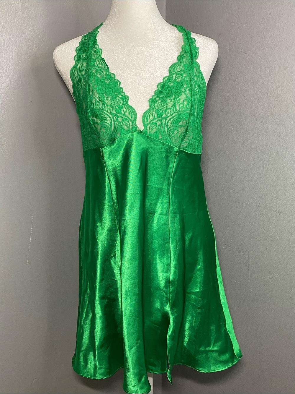 Fredrick’s of Hollywood - Green Lace Satin Chemise
